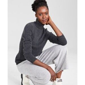 CHARTER CLUB Luxury Cashmere Turtle Neck Sweater Gray Womens Large
